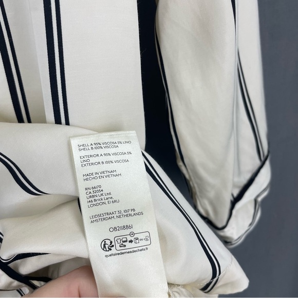 Free People Rorie Striped Satin Long Sleeve Button Up Blouse Top - Picture 10 of 10